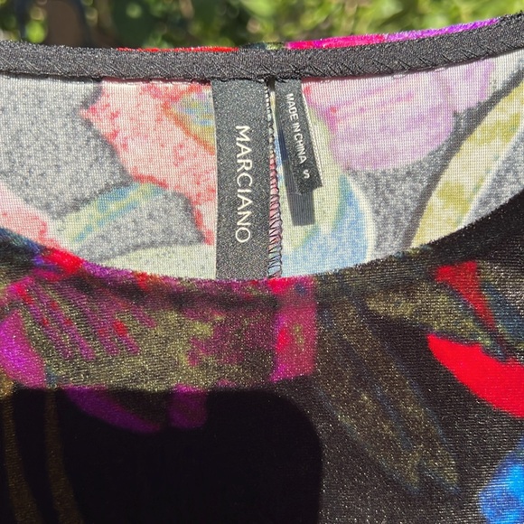 Marciano Nocturnal Floral Stretchy Velvet Mini Dress sz S - Picture 4 of 16